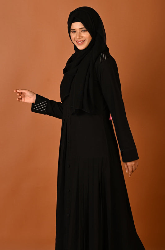 Black Pleated Abaya