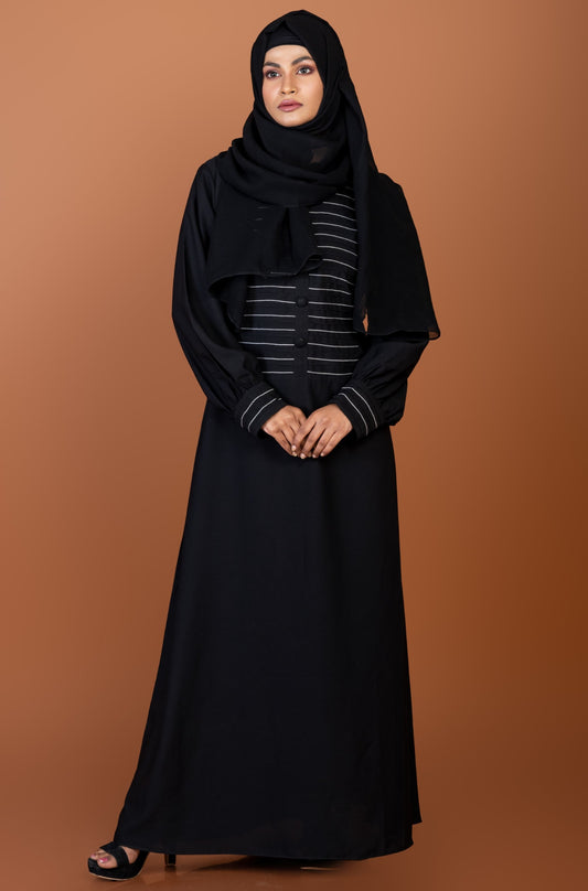 Classic Comfort Daily Wear Abaya with Pin Tuck and Anchor Stitch Detailing