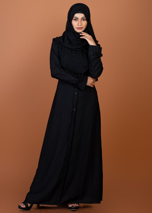 Black Abaya Embellish with Frill