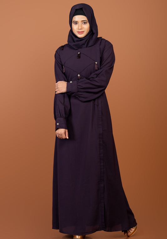 Deep Purple Side Open Abaya