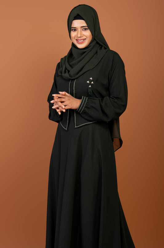 Dark Olive Jacket Style Abaya