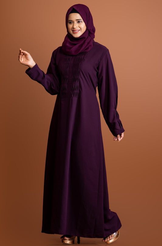 Daily Wear Abaya with Unique Pleats and Long Sleeves