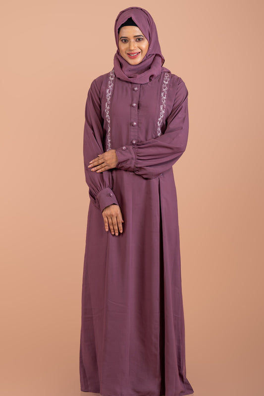 Dusty Pink Hand Embroidered Casual Abaya