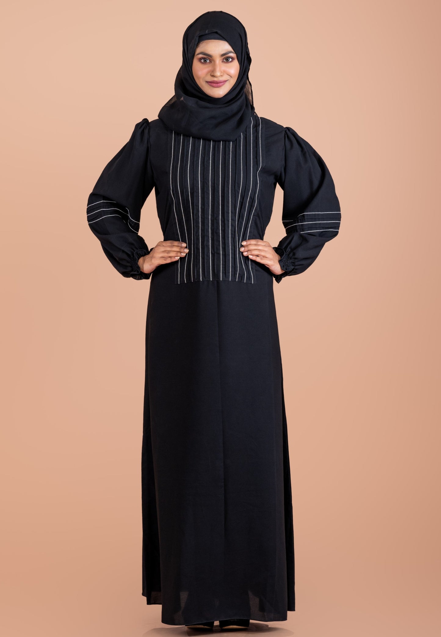 Modest Daily Wear Abaya with Unique Stitching Details