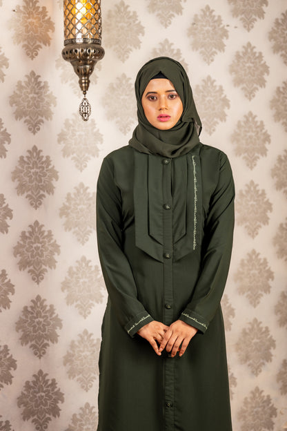 Modest Wear Co-Ord Set with Matching Hijab and Hand-Embroidered Details